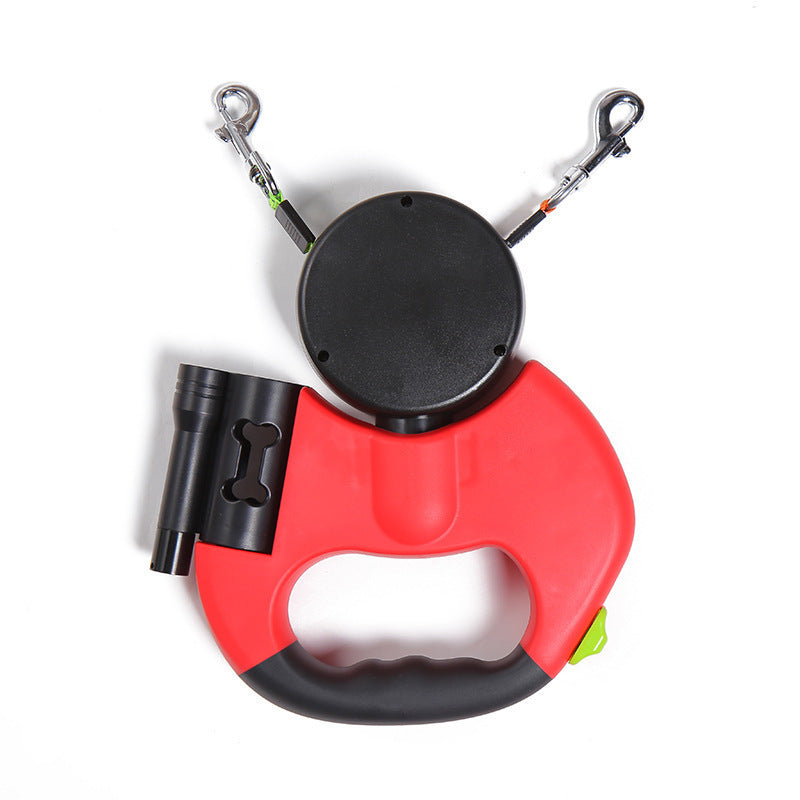 Retractable Dual Dog Leash with Flashlight