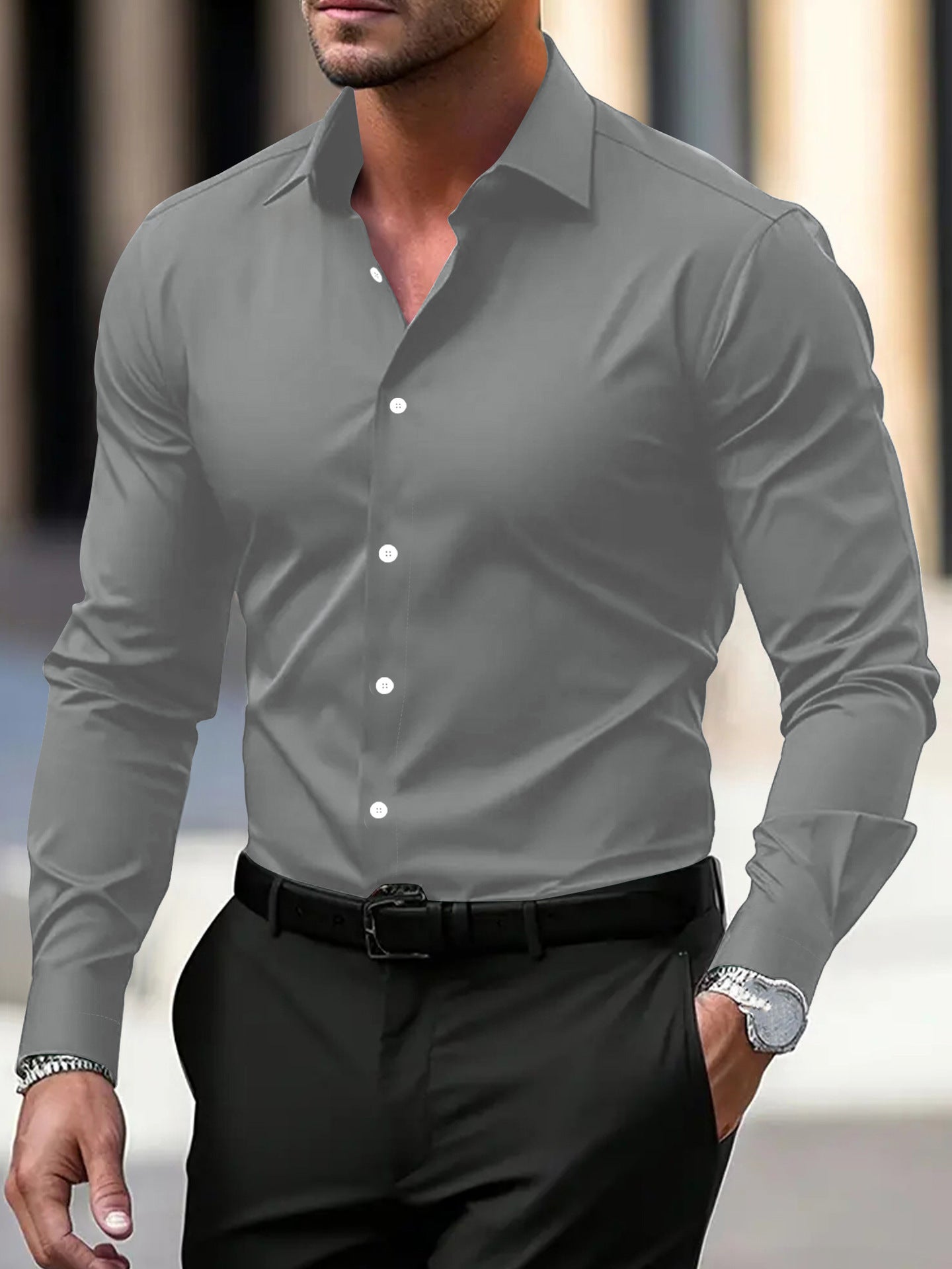 Men’s Luxury Slim-Fit Dress Shirt