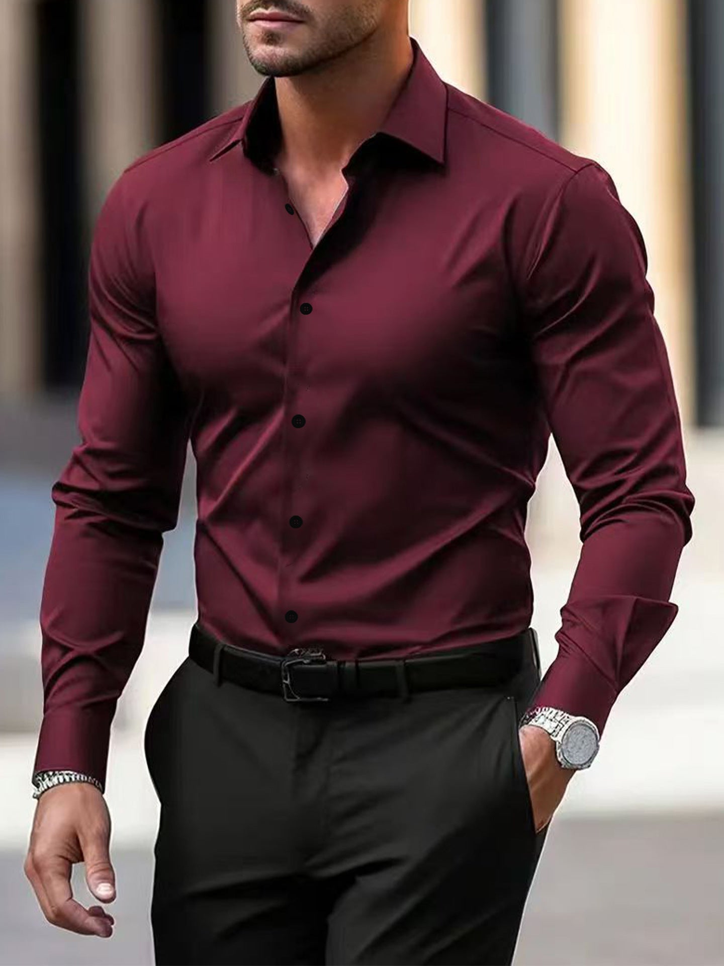 Men’s Luxury Slim-Fit Dress Shirt
