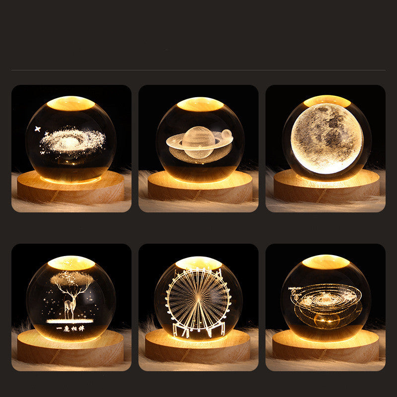 3D Planetary Crystal Ball Night Lamp