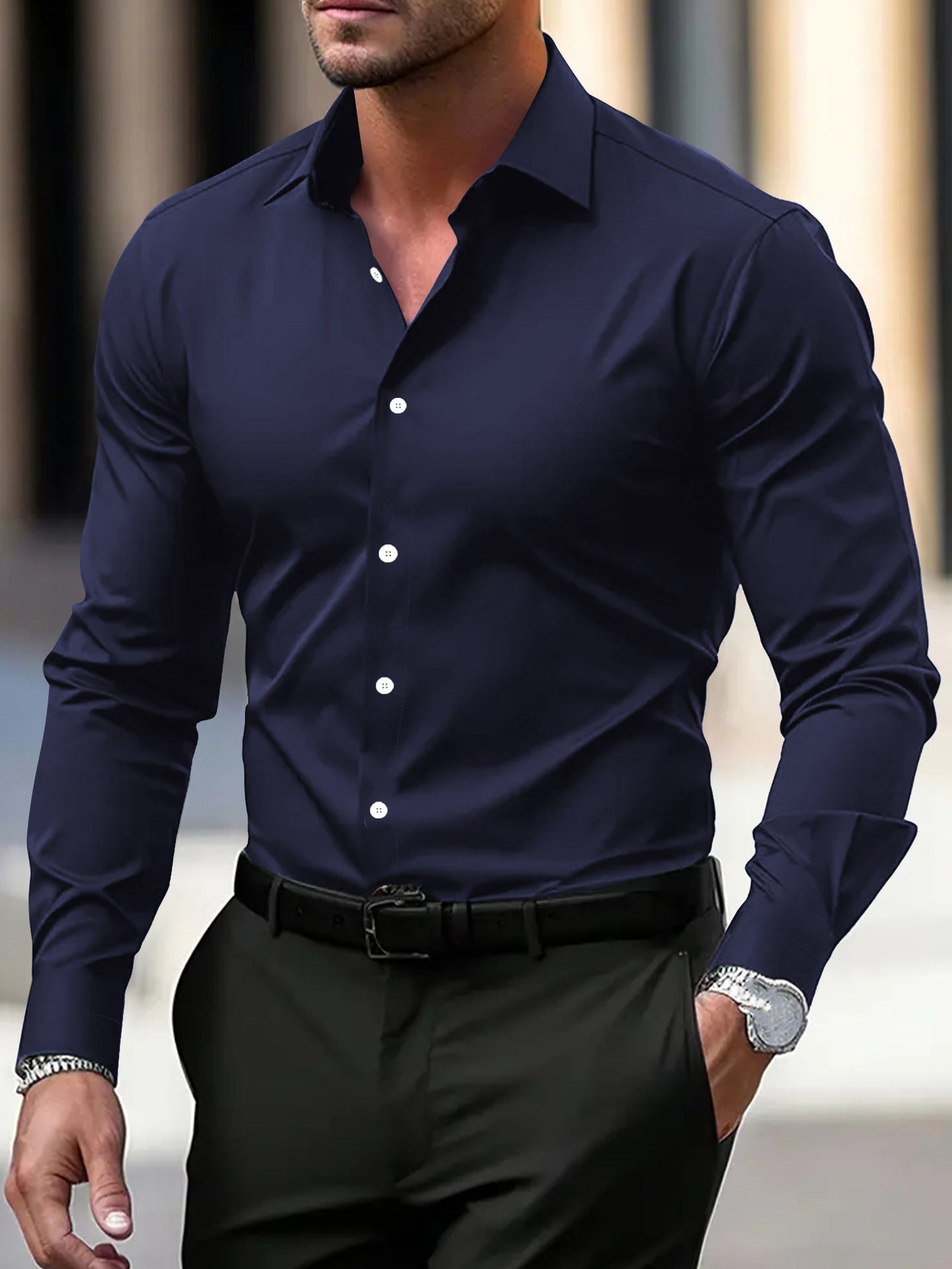 Men’s Luxury Slim-Fit Dress Shirt